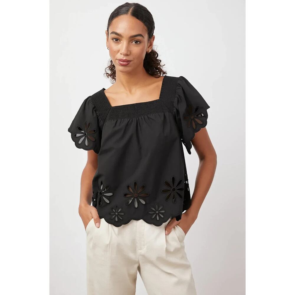 Rails Womens Designer Black Eyelet Sonora Top XS